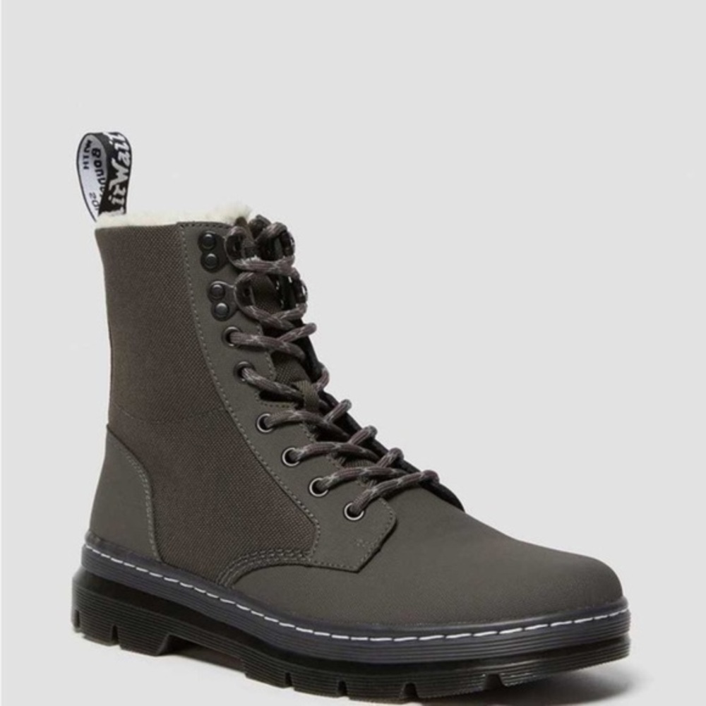 Dr. Martens COMBS FLEECE LINED CASUAL BOOTS Gray Zipper Moto NEW 4